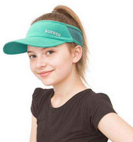 Sukeen Schnelltrocknende Sonnencap Damen Visor Cap Kinder,UV-Schutz Sonnenschild Visor 5-12 Jahre Mädchen Jungen,Cooles Elastisches Visier mit schweißabsorbierendem,atmungsaktivem Schweißband