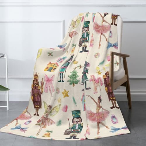Manta de ballet con diseño de cascanueces de Navidad, manta de felpa suave para niños, hombres y mujeres, regalo para sofá, cama, sofá, 50 x 40 pulgadas, Navidad