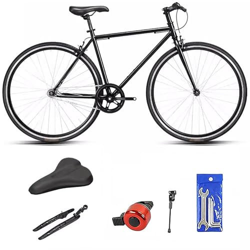 WXHJM Single Speed 700C City Stadt Fahrrad Rennrad, Bremssattelbremse, Herren Damen Rad Urban City Pendler Fahrrad Höhenverstellbar Leichtes Fahrrad für Unisex A,Single Speed