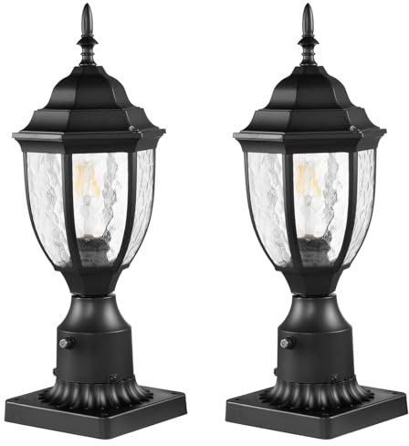 VEVOR 2er-Set Außen-Stehlampe, 390 mm, wasserdichte Außenleuchte mit E27 Sockel auf der Säulenmontage, blitzgeschützte Außenlampe Wegeleuchte Gartenlampe Gartenleuchte für Terrassen- und Gartenwege
