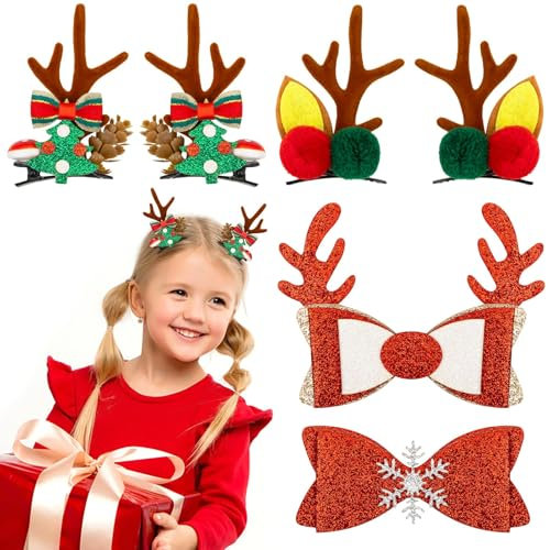 MELLIEX Lot de 6 pinces à cheveux de Noël antidérapantes pour filles et femmes