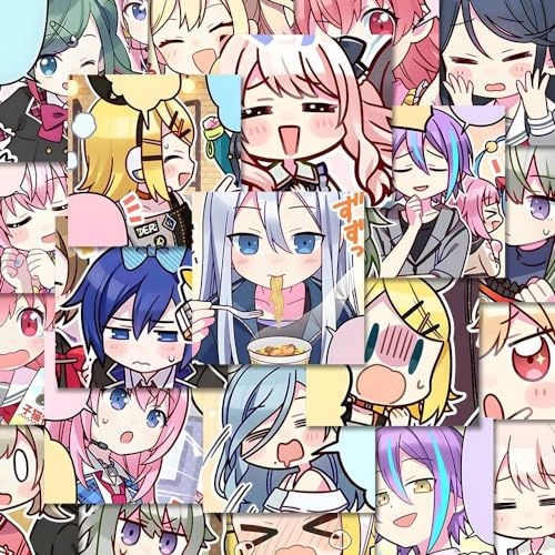 ProjecSekais Aufkleber 63Pcs Anime Figuren Stickers Vinyl | Wasserdichte Stickers Für Party, Wasserflasche Scrapbook Laptop Skateboard Computer