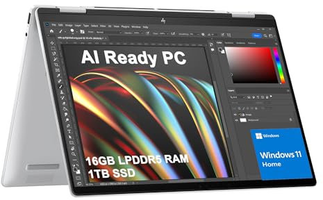 HP Envy x360 2-in-1 Laptop (14 FHD+ Touchscreen, AMD Ryzen 5 8640HS (>i7-1255u), 16GB RAM, 1TB SSD), Creator, Photographer, Designer, 2025 AI PC, Backlit KB, Webcam w/ Shutter, Copilot, Win 11 Home