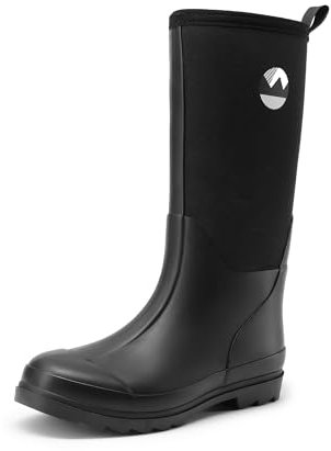 DREAM PAIRS Stivali da Pioggia Donna Alti Fino al Ginocchio Stivali con Circonferenza Gambale Elastica per Outdoor Giardino,Size 37,Nero,DWEMRB2506