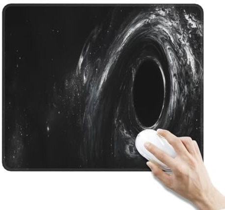 Tapis de Souris Univers Tapis de Souris, Petite Tapis Souris Gamer Tapis de Souris Gaming, Imperméable Mouse Pad avec Base en Caoutchouc Antidérapante pour Maison/Bureau (420 x 350 x 3 mm, Trou Noir)