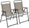 Yaheetech Outdoor Folding Dining Chairs Set of 2 with Armrests, All-weather Patio Garden Chairs with Backrest and Breathable Fabric for Garden, Lawn, Porch, Backyard, Brown