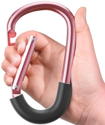 SURDOCA Kinderwagenhaken für Mama, Kinderwagen-Clips zum Aufhängen von Tasche und Einkaufen, Kinderwagen-Zubehör 1pc, Komplett Rosa