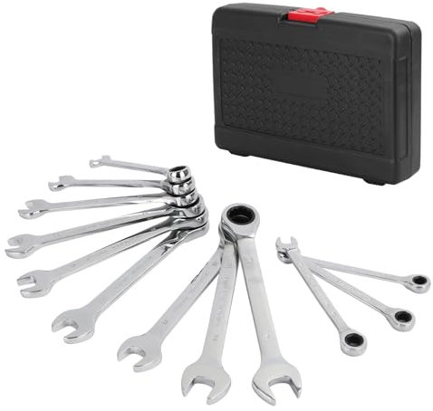 12Pcs Ratchet Spanner Set Flexible Combination Wrench Set hrome Vanadium Spanner with Box for Garage, Auto Repairs