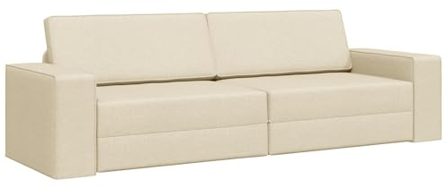 vidaXL Schlafsofa Creme 245 x 78 x 77 cm Stoff, Stylisches Samtsofa, modernes rechteckiges Sitzmöbel, platzsparendes umwandelbares Sofa für städtisches Wohnen und Entspannen drinnen