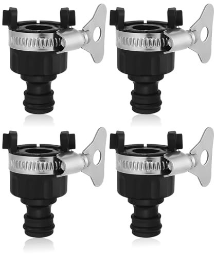 Syylqyr 4 Pcs Hose Pipe Tap Connector Black, Tap Hose Connectors Kitchen Taps suitable for 16-21MM Faucet, Durable Faucet Adapter for Garden Bath Laundry