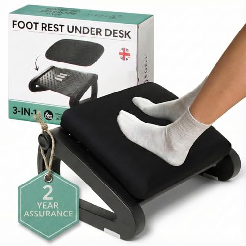 Memory Foam Foot Rest Under Desk – Adjustable 3-in-1 Footrest with Detachable Memory Foam Cushion & Washable Cover – Ergonomic Under Desk Foot Rest