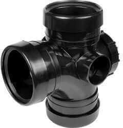 Black Triple Socket 92.5 Access Branch - 110mm by Aquaflow