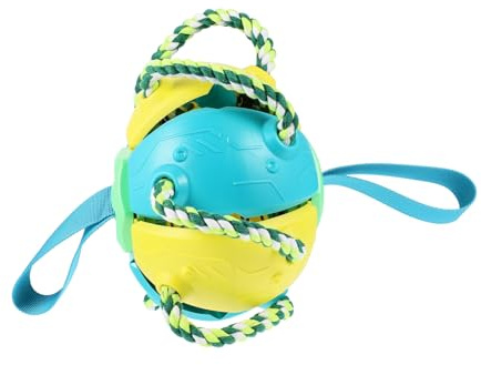 GALPADA Interaktives Hundespielzeug Fliegender Ball für Hunde Spielball Beißfest Outdoor Apportierspaß für Aktive Haustiere Gelb blau