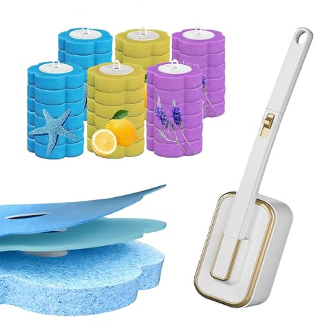 Midslinee Barre de Toilette avec 36 Remplissages | Brosse WC Jetable Recharge, pour Nettoyeur de Toilette, Salle de Bain, évier, Baignoire