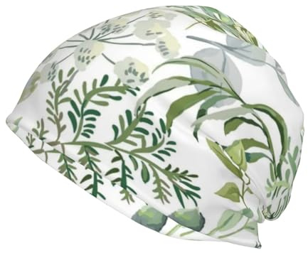 Hnnkloy Grüne Pflanze Grüner Farn,Strickmütze aus Polyester, Sturmhaube, Laufmütze, Beanie