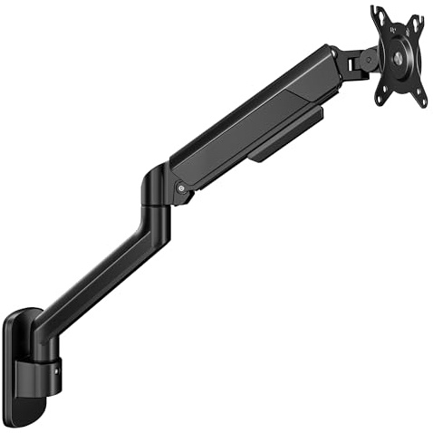 ARES WING Monitor Arm Wall Mount for 17-40 Inch Screen, Max12kgs, Black | Monitor Wall Mount Bracket with Mechanical Spring, heavy Duty Wall Mounted, Height Adjustable Tilting Rotatable, VESA 75/100
