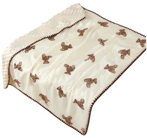Hotainoys Bären-Babydecke, 99 x 99 cm, weiche, Bequeme Teddybär-Decke, maschinenwaschbare Bettdecke für Kleinkinder, Jungen, Mädchen und Neugeborene