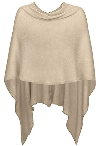 Mississhop 221 Poncho aus Mischgewebe für Damen Cape Überwurf One Size Beige