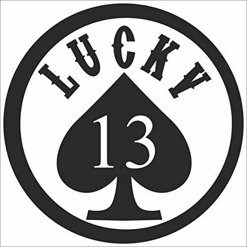 JINTORA - Autoaufkleber Tuning - Auto Aufkleber - Lucky 13-99x99 mm - Bus - Fenster - Heckscheibe - Camper - wetterfest - Outdoor Sticker Auto Deko LKW - Tuning Selbstklebend - schwarz
