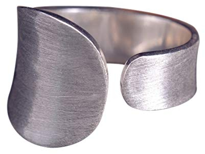 NicoWerk Damen Silberring Schlicht aus 925 Sterling Silber Dezent Oval Gebürstet Matt Verstellbar Offen SRI323