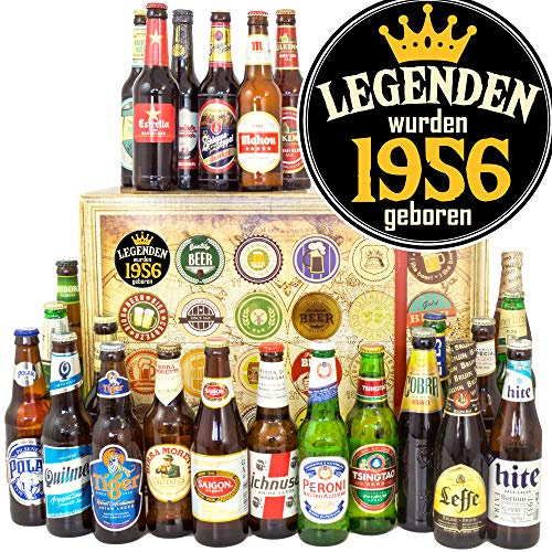 Legenden 1956 - Bier Geschenk Adventskalender mit 24 Bieren der Welt | Bierbuch A6, 6 Geschenkkarten und 3 Urkunden. Internationale Biersorten aus aller Welt in dekorativer Geschenkbox.
