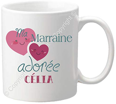Gravure Events Tasse Mug - Cadeau personnalisé pour Marraine de la part de son filleul (filleule) pour anniversaire, noël, naissance, baptême, pour faire l'annonce, demande - 65