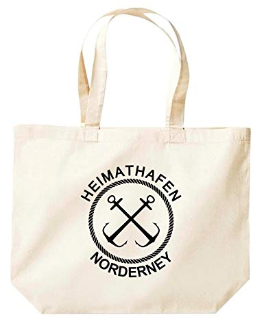 ShirtInStyle Beutel Tasche, Heimathafen Norderney Tasche Großer Beutel, Jute, Shopper, Beutel, Tasche, Urlaub, Meer, See, Heimatort, Urlaub, Zu Haus, Farbe Natur