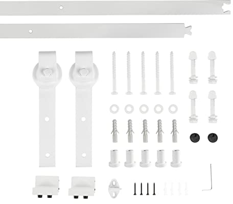 Sistema di Porte Scorrevoli,Kit Porta Scorrevole Binario Sistema di Porta per Ante Scorrevoli Insieme Industriale Porta (2M,Bianco)