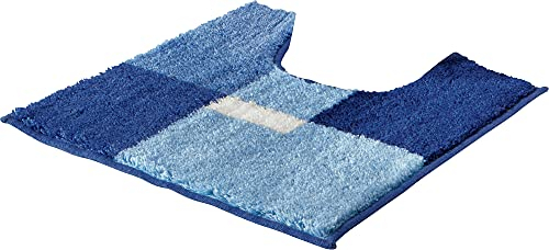 Erwin Müller WC-Umrandung mit Ausschnitt Zagori, rutschhemmend blau Größe 50x50 cm - herrlich weich und flauschig, für Fußbodenheizung geeignet (weitere Farben)