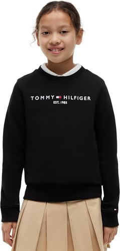 Tommy Hilfiger Kinder Unisex Sweatshirt Essential ohne Kapuze, Schwarz (Black), 4 Jahre