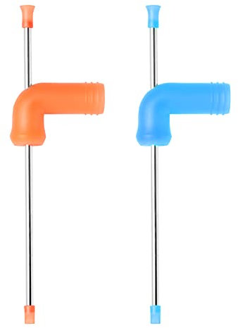Trosetry 2 Stück Bier Schnorchel Bong Trichter mit Ventil Knick Bonus Schlüsselanhänger Werkzeug Flaschenöffner Flaschenadapter für Party Bier Trinkspiele (blau + orange)