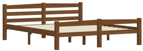 vidaXL Kiefernholz Massiv Bettgestell Holzbett Futonbett Bett Doppelbett Massivholzbett Bettrahmen Lattenrost Schlafzimmerbett Honigbraun 160x200cm
