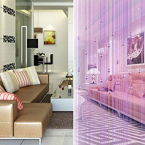 KHBNHJ Kristallperlen-Vorhang, 2 Stück Kristallperlen String Quaste Vorhang, Trennwand Tür Vorhang Perlenvorhang Türvorhang Home Decor Teiler Kristall Quaste Paravent Paravent - Lila
