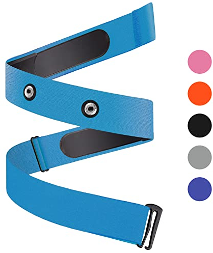 Onlyesh Brustgurt Verstellbarer Elastischer Ersatzgurt mit Herzfrequenzmessgerät Pulsmesser für Polar Garmin Wahoo, Sport, Laufen (Blau)