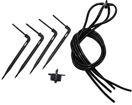 Invernadero micro goteo de riego Kit de gotero de flecha curvada de 4 vías con dispositivo de flujo estable 8L / H 20 Conjuntos de goteros para herramientas agrícolas Sistema de riego de goteo de gote