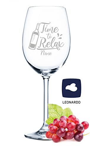 GRAVURZEILE Verre à vin Leonardo Time To Relax Gobelet Personnalisé, Verre Personnalisé, Gravure laser de qualité supérieure Cadeau pour amis, famille et partenaire