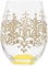 Maturi Verre à vin sans pied peint à la main, motif floqué doré, 530 ml, boîte cadeau