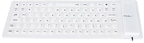 PUSOKEI Teclado de Silicona Flexible, con Cable USB, Silencioso, Suave, Cómodo, Impermeable, Plegable, Portátil, a Prueba de Polvo, a Prueba de Aceite, para PC Portátil(Blanco)