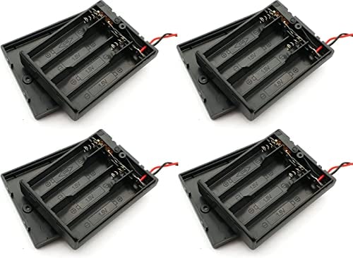 Fasizi 4PCS 4 x AA 6V Battery Holder Case Box Wired ON/OFF Switch and Cover