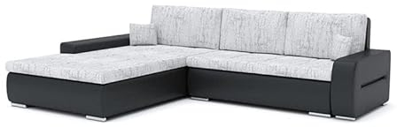 Sofini Ecksofa Toronto 240/200 mit schlaffunktion. Eckcouch mit Bettkästen. Best möbel! Hit Schlafcouch für das Wohnzimmer. L-förmig, Decorative Kissen. (Lawa 9+ Soft 11 Links)