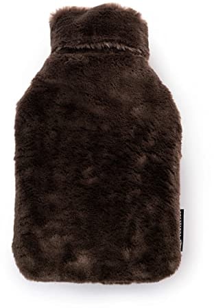 Ultrasoft Dark Chocolate Faux Fur Luxury Cover and 2 Litre Natural Rubber Hot Water Bottle - Made in The UK Dark Chocolate