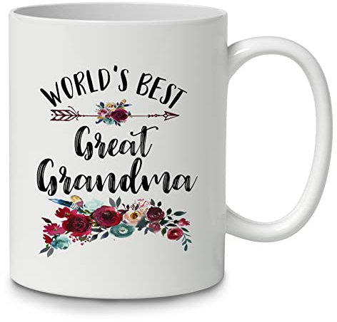 DOTAIN Taza de café de cerámica de la mejor abuela del mundo (11 oz), impresión de doble cara, divertida nueva mordaza novedad gran abuela taza regalos para abuela Nana abuela abuela abuela