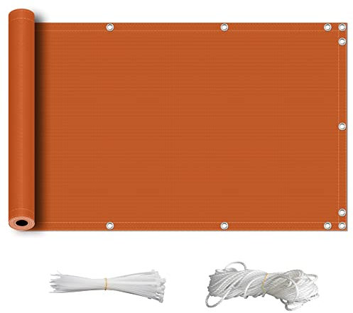 ZQXFZ Brise Vue Balcon Exterieur 80x1000cm 165g/㎡ Coupe-Vent Facile à Assembler la Protection de la Vie privée Brise-Vue Balcon Brise vu -Orange.