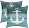 Anker 2er Set Kissenbezüge Nautisches Thema Sofakissen Couchkissen 60x60cm Vintage Timeworn Verwitterte Holzbretter Rustikale Dekokissen Weich Luxus Kissenhülle mit Reißverschluss,Blaugrün,Blau