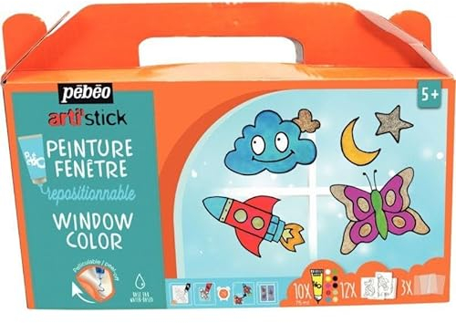 Coffret peinture fenêtre repositionnable Pébéo - Arti'stick - 10 x 75 ml