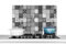 KitchenYeah© Spritzschutz Küchenrückwand Küche Deko Aluminium Platte Wandschutz Herd Spritzschutz WandverkleidungFliesen Retro - Schwarz und Weiß - Blumen - 80x55 cm
