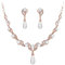 Deyanse Wedding Jewellery Sets for Brides, Pearl Jewellery Sets for Women Bridal Necklace and Earring Sets, Elegant White Rhinestone Bridal Jewellery Set, Rosegold Bridesmaid Gifts for Wedding Day