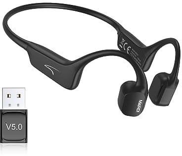 MAIRDI Knochenschall Kopfhörer Kabellos, Bluetooth 5.3 Open-Ear Headset mit Mikrofon, Sport kopfhörer mit USB Adapter für PC, Wasserdicht und Schweißresistent zum Radfahren, Joggen