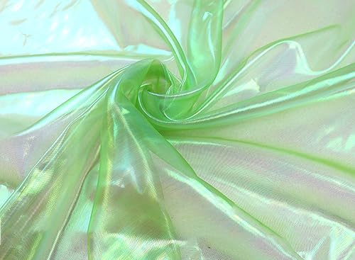 Organzastoff zum Nähen Meterware, 200cm x 150cm Bunte Glitzer Organza Tüllstoff Tüll Dekostoff zum DIY Basteln Bekleidung Tüllrock Gardine Schals Vorhänge Tischdecken Hochzeit Party Deko,Grün