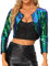 Allegra K Damen Pailletten Jacke Bolero Glitzernde Party Langarm Shrug Cardigan mit Offener Vorderseite Grün S